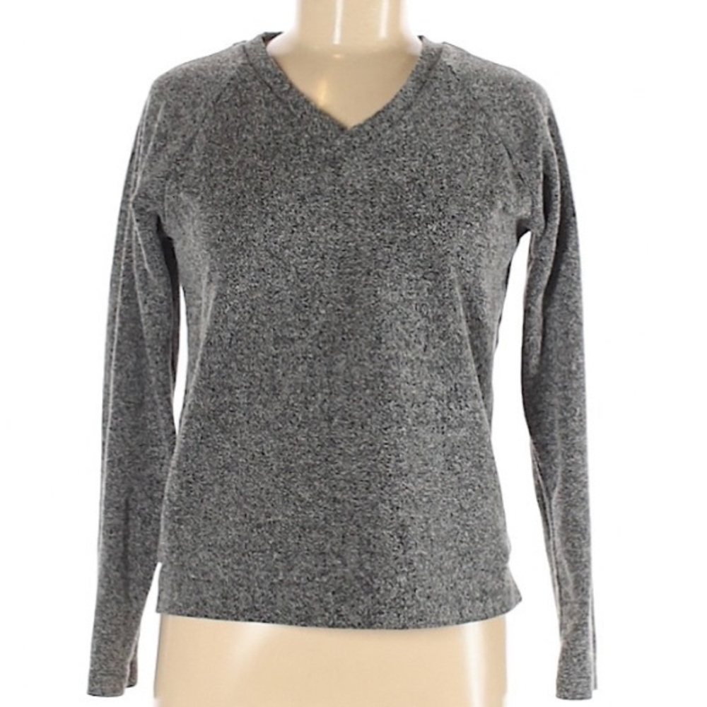 Trafaluc by Zara M heather grey chevron v-neck long sleeve cotton pullover top
